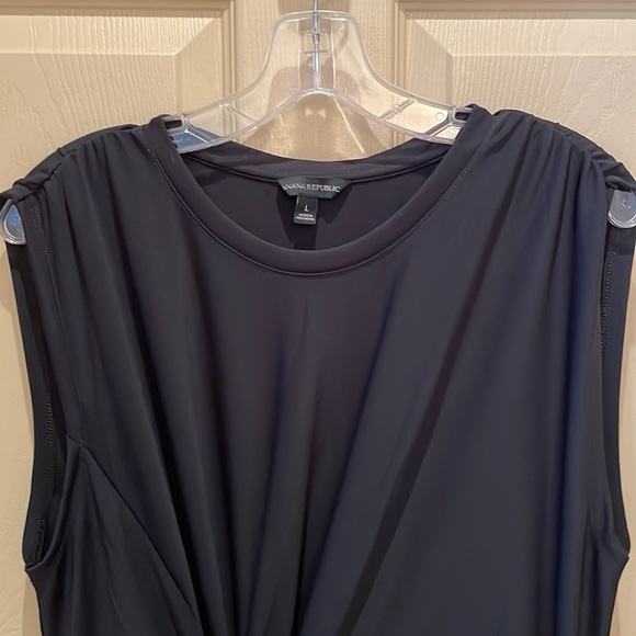 Banana Republic long black tank dress gorgeous drape. Size L - Picture 2 of 5